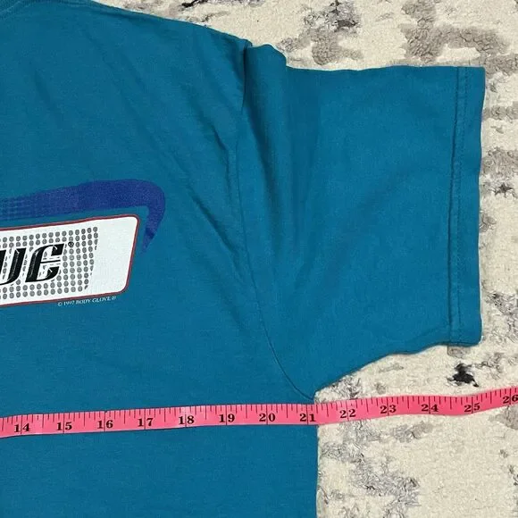 Vintage 90s Body Glove Spellout Teal Surfing T-shirt Size Large Made In USA - Picture 7 of 10